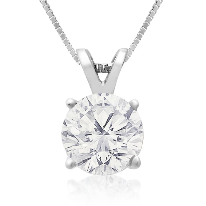 1.50ct 14k White Gold Diamond Pendant, 4 stars