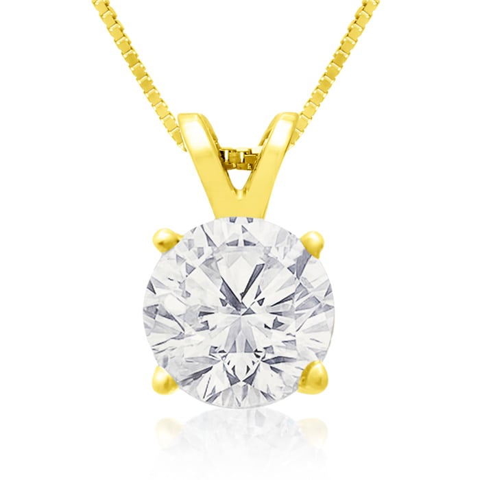 1.50ct 14k Yellow Gold Diamond Pendant, 4 stars