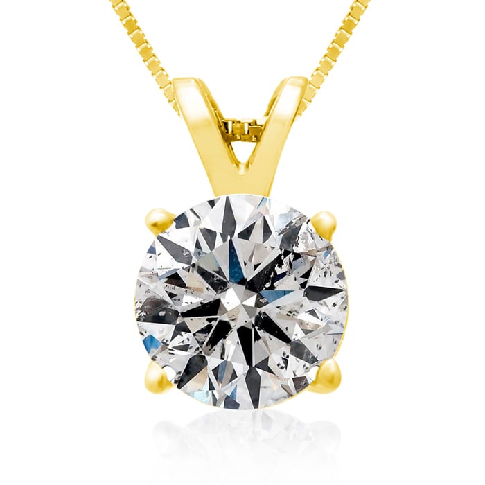 2.00ct 14k Yellow Gold Diamond Pendant, 4 stars