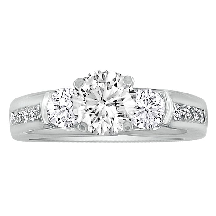 1.65ct Diamond Engagement Ring In 14K White Gold, 1ct Center Stone