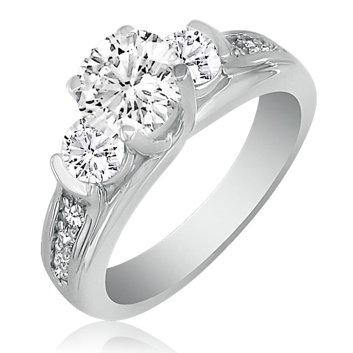 1.65ct Diamond Engagement Ring In 14K White Gold, 1ct Center Stone