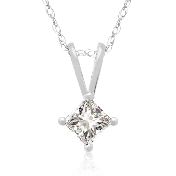 1/4ct 14k White Gold Princess Diamond Pendant
