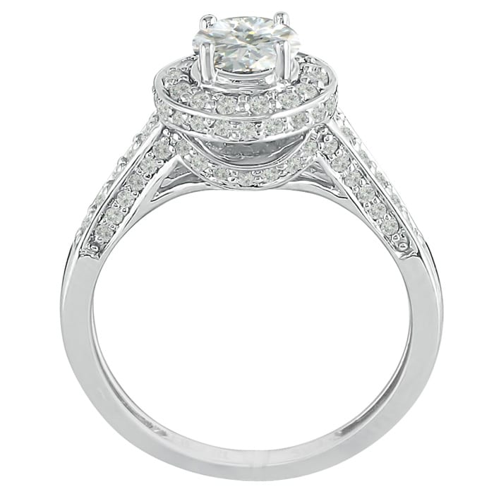 1ct Micropave Diamond Engagement Ring in 14k White Gold