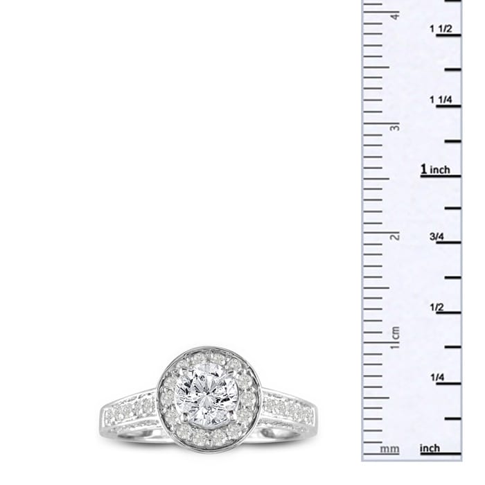 1ct Micropave Diamond Engagement Ring in 14k White Gold