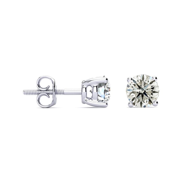1 1/2 Carat Natural Diamond Stud Earrings In Platinum With Safety Screw Posts. WGL Certified