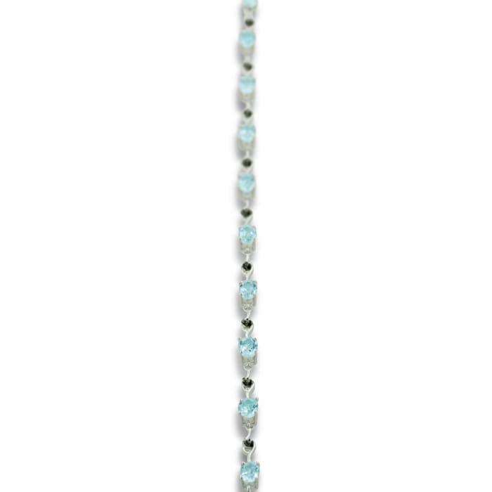 6ct Blue Topaz and Black Diamond Bracelet In Sterling Silver, 7 Inches