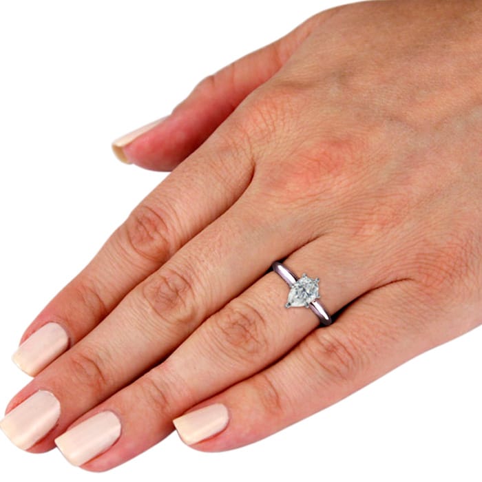 Cheap Engagement Rings, 1/3 Carat Pear Shape Diamond Solitaire Ring In 14K White Gold