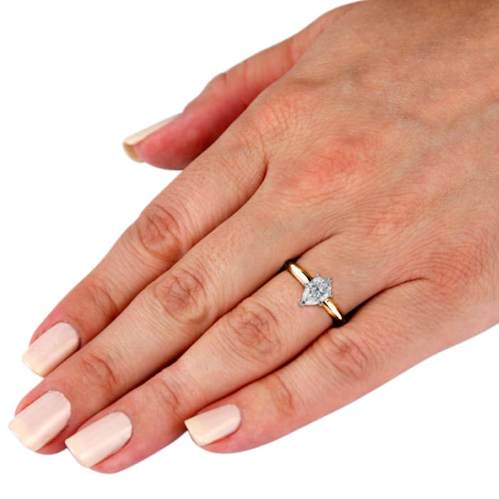 Cheap Engagement Rings, 1/3 Carat Pear Shape Diamond Solitaire Ring In 14K Yellow Gold
