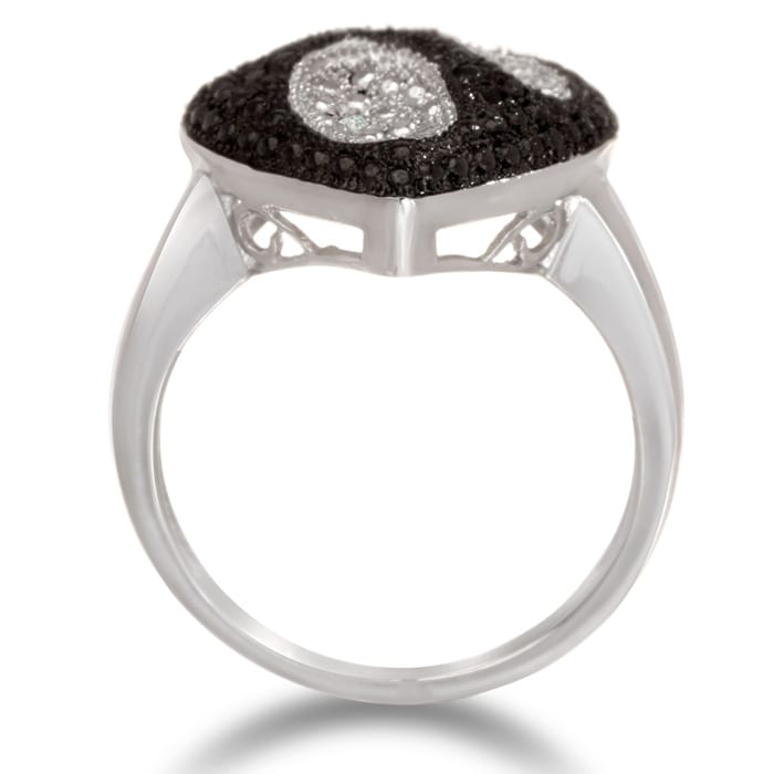 Black And White Diamond Heart Cocktail Ring