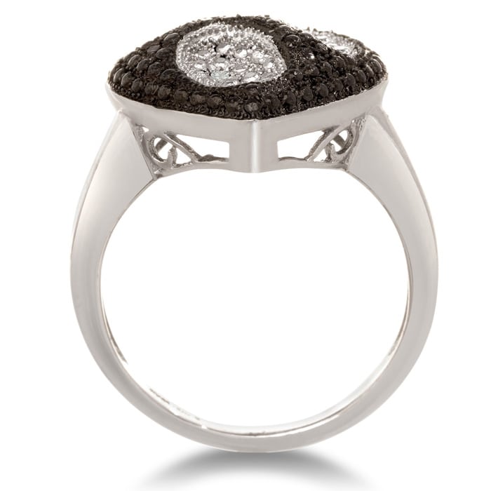 Black And White Diamond Heart Cocktail Ring