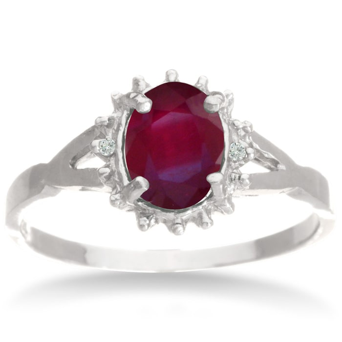 3/4ct Ruby and Diamond Starburst Ring in Sterling Silver