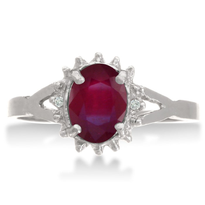 3/4ct Ruby and Diamond Starburst Ring in Sterling Silver