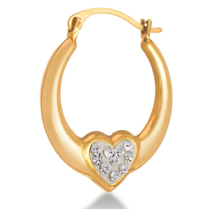 Swarovski Elements Crystal Heart Earrings in 18k Gold Overlay