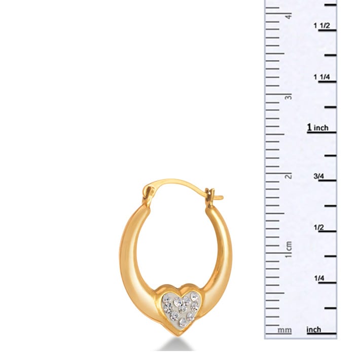 Swarovski Elements Crystal Heart Earrings in 18k Gold Overlay