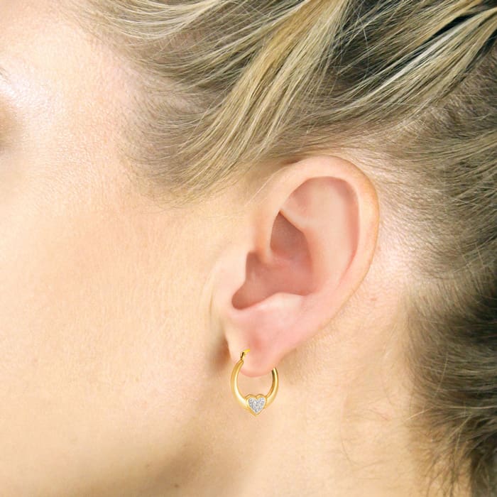 Swarovski Elements Crystal Heart Earrings in 18k Gold Overlay