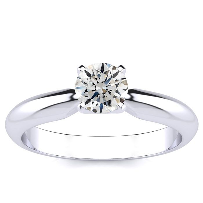 Round Engagement Rings, 1/2 Carat Diamond Engagement Ring Crafted In Platinum