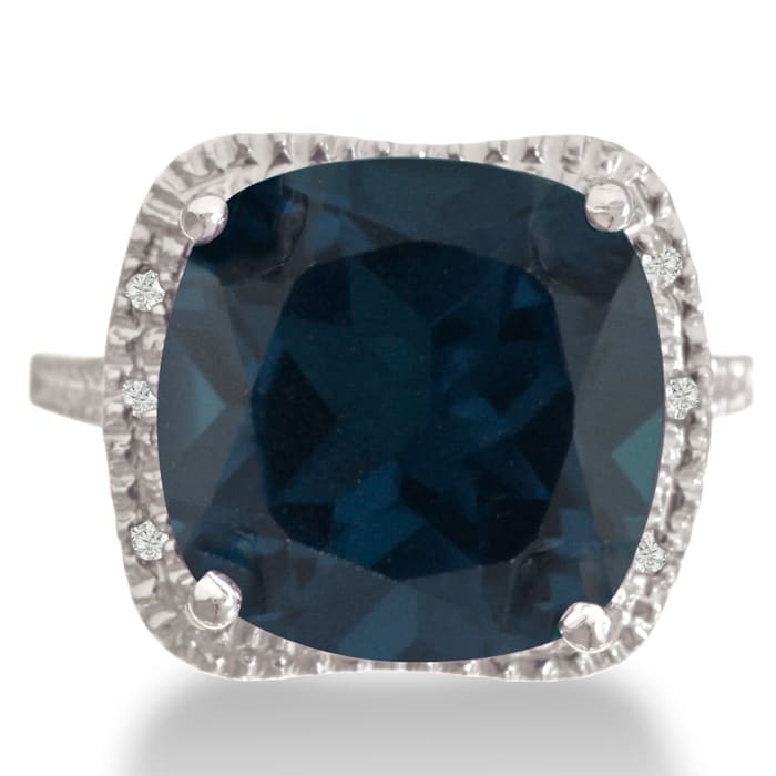 For a trendy statement ring, try this huge sapphire and diamond right hand ring.  Total gem weight is 7 carats and diamond content is .03 carats in J/K color, I3 clarity.