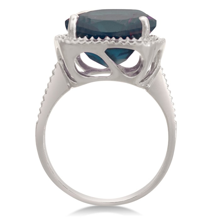 For a trendy statement ring, try this huge sapphire and diamond right hand ring.  Total gem weight is 7 carats and diamond content is .03 carats in J/K color, I3 clarity.