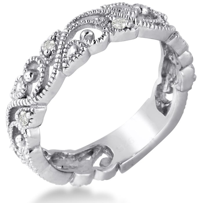 Floral Inspired Diamond Wedding Band With Diamonds In 14 Karat White Gold