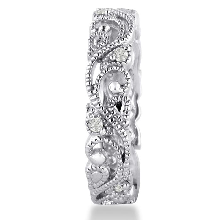 Floral Inspired Diamond Wedding Band With Diamonds In 14 Karat White Gold