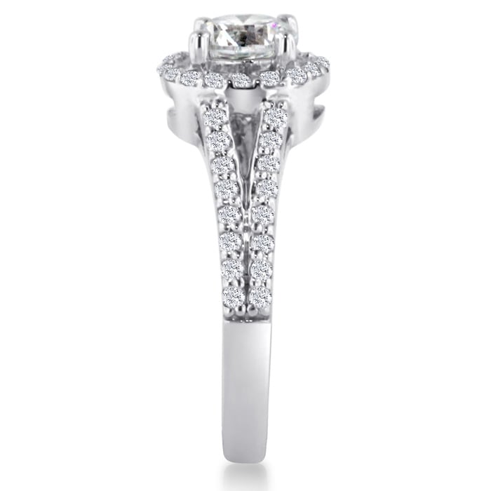 1ct Round Diamond Halo Engagement Ring Crafted In Solid 14K White Gold