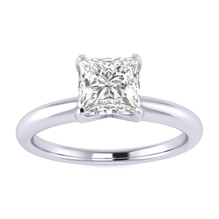 3/4 Carat Princess Diamond Solitaire Engagement Ring In Platinum