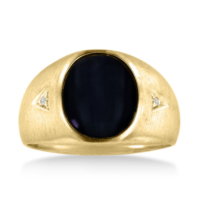 Mens Onyx Ring Oval Black Onyx And Diamond Men S Ring Crafted In Solid Yellow Gold