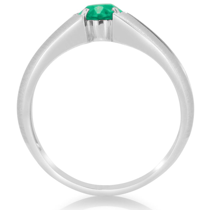 1 1/2ct Oval Created Emerald and Diamond Men's Ring Crafted In Solid White Gold