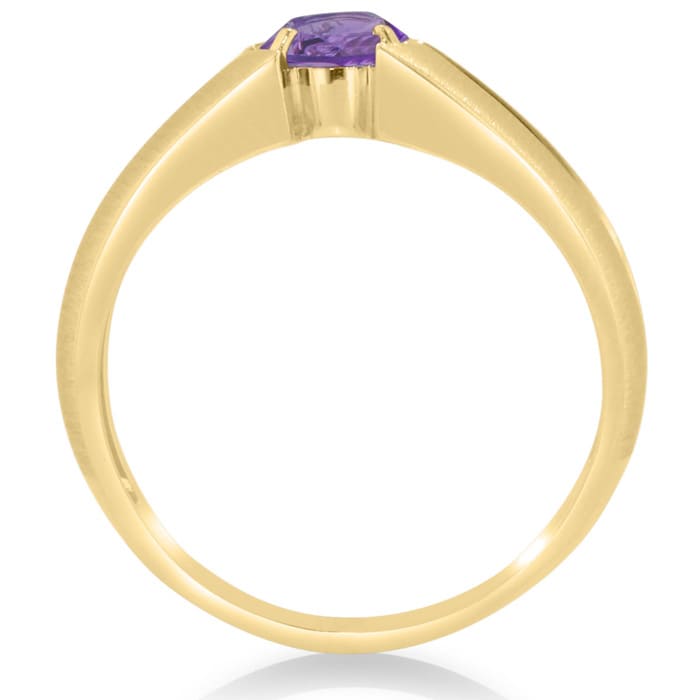 1 1/2ct Oval Amethyst and Diamond Men's Ring Crafted In Solid 14K Yellow Gold