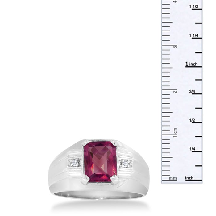 2 1/4ct Created Ruby and Diamond Men's Ring Crafted In Solid 14K White Gold
