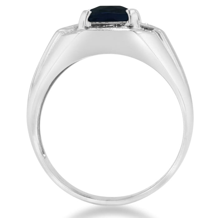 2 1/4ct Created Sapphire and Diamond Men's Ring Crafted In Solid White Gold
