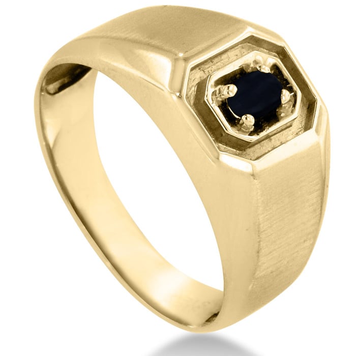Oval Black Onyx Men's Ring Crafted In Solid Yellow Gold
