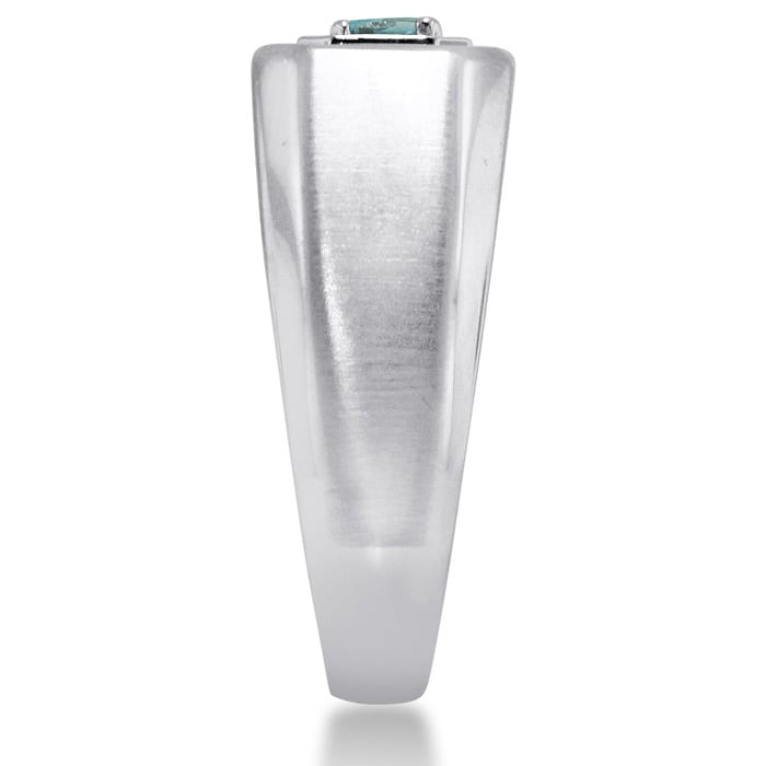 1/4ct Oval Blue Topaz Men's Ring Crafted In Solid 14K White Gold