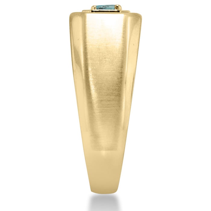 1/4ct Oval Blue Topaz Men's Ring Crafted In Solid 14K Yellow Gold
