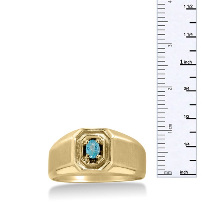 1/4ct Oval Blue Topaz Men's Ring Crafted In Solid 14K Yellow Gold