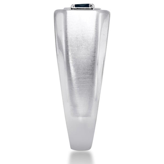 1/4ct Oval Created Sapphire Men's Ring Crafted In Solid 14K White Gold
