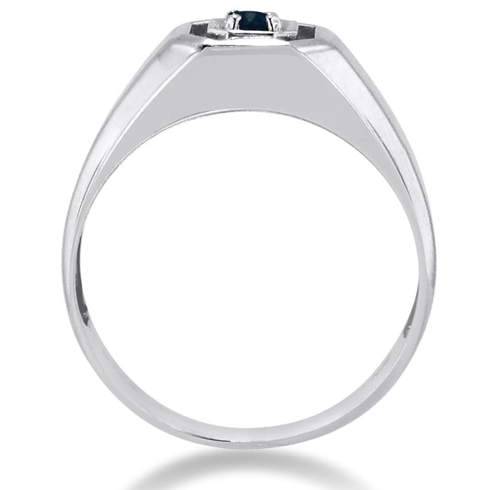 1/4ct Oval Created Sapphire Men's Ring Crafted In Solid 14K White Gold
