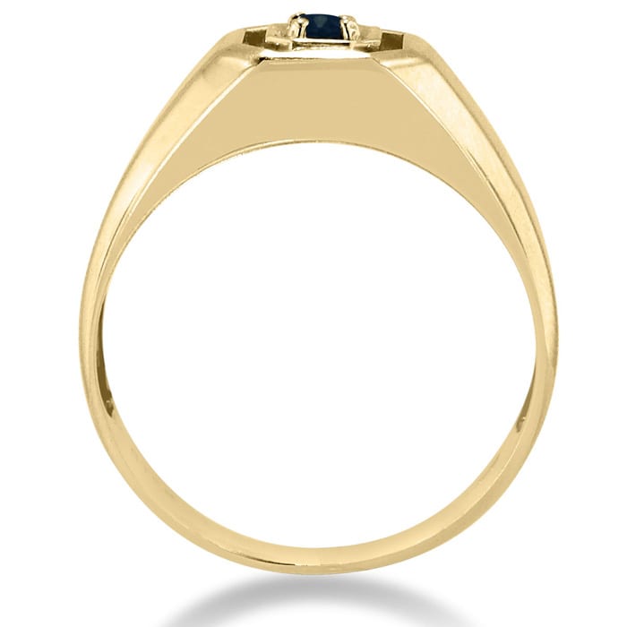 1/4ct Oval Created Sapphire Men's Ring Crafted In Solid 14K Yellow Gold
