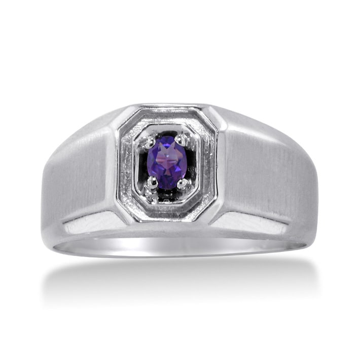 1 4ct Oval Amethyst Men s Ring Crafted In Solid White Gold