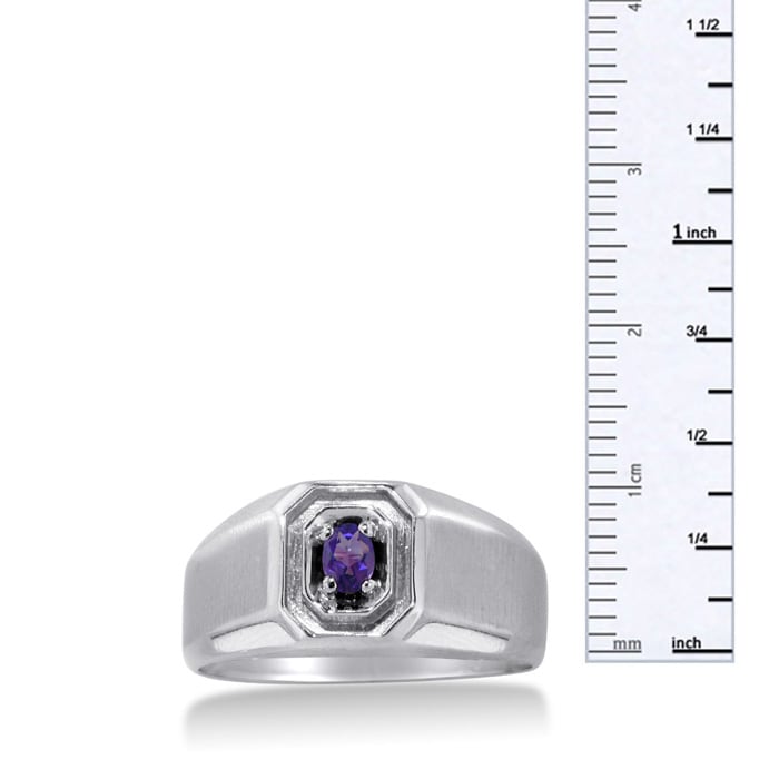 1/4ct Oval Amethyst Men's Ring Crafted In Solid White Gold