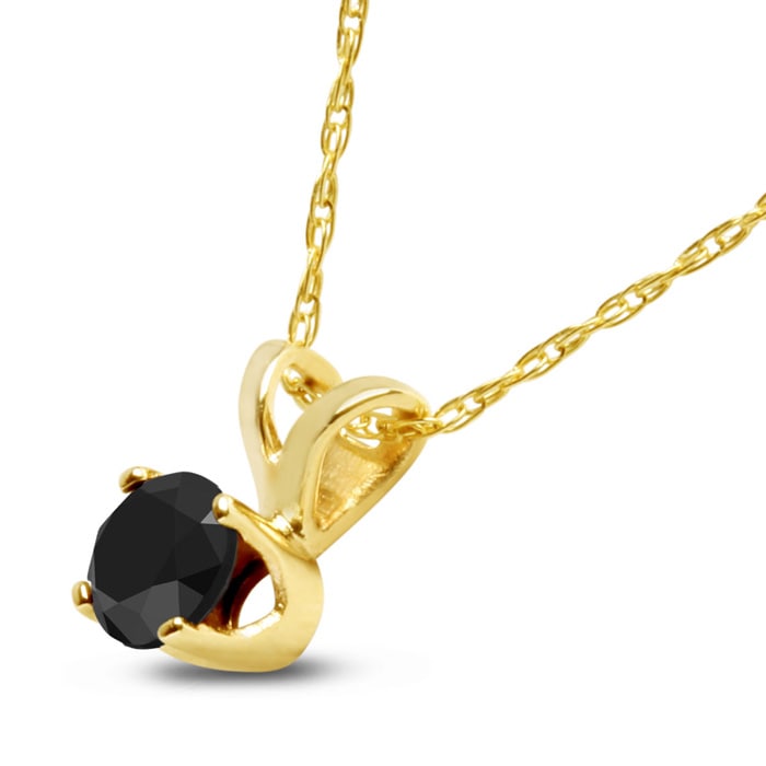 1/4ct Black Diamond Solitaire Pendant In 14k Yellow Gold