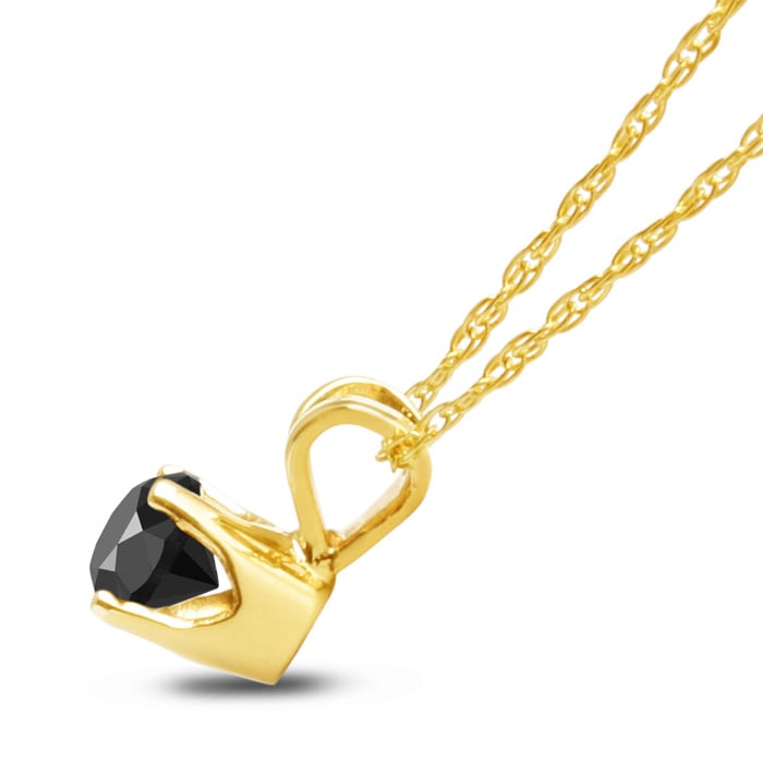 1/4ct Black Diamond Solitaire Pendant In 14k Yellow Gold