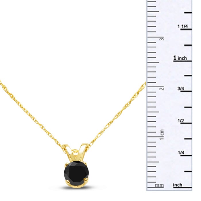 1/4ct Black Diamond Solitaire Pendant In 14k Yellow Gold