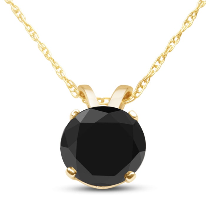 1ct Black Diamond Solitaire Pendant in Yellow Gold