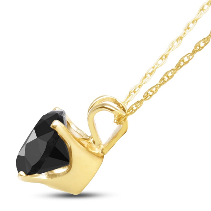 1ct Black Diamond Solitaire Pendant in Yellow Gold