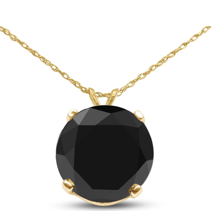 1 1/2ct Black Diamond Solitaire Pendant in Yellow Gold