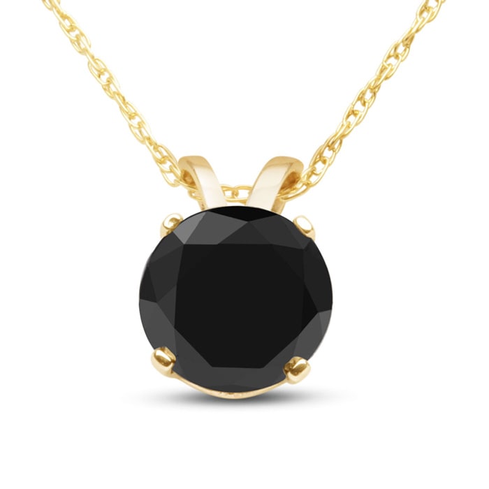 2ct Black Diamond Solitaire Pendant in 14k Yellow Gold
