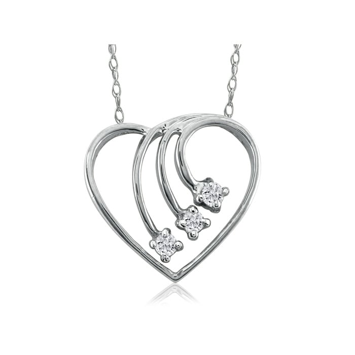 Fine Diamond Spray Heart Pendant, 14k White Gold