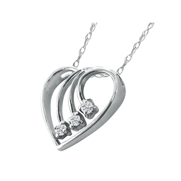 Fine Diamond Spray Heart Pendant, 14k White Gold