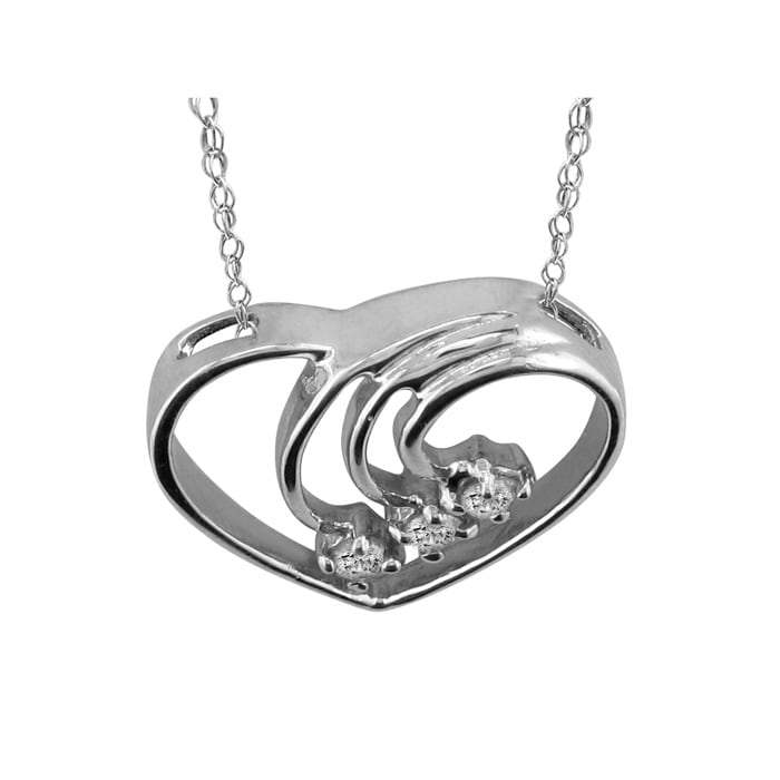 Fine Diamond Spray Heart Pendant, 14k White Gold